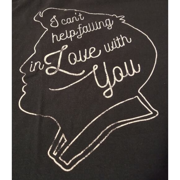 RARE Elvis Silhouette Love Song Lyrics Graphic T-Shirt Faded Black Gildan SZ M - Picture 3 of 6